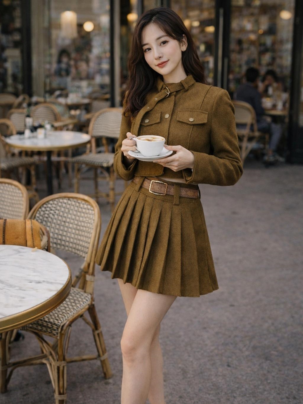 Sét Chân Váy Dạ Cao Cấp Thiết Kế Jacket Dáng Gọn Kết Hợp Chân Váy Xếp Ly Chất Liệu Mềm Mại Thoải Mái Phù Hợp Nhiều Dịp